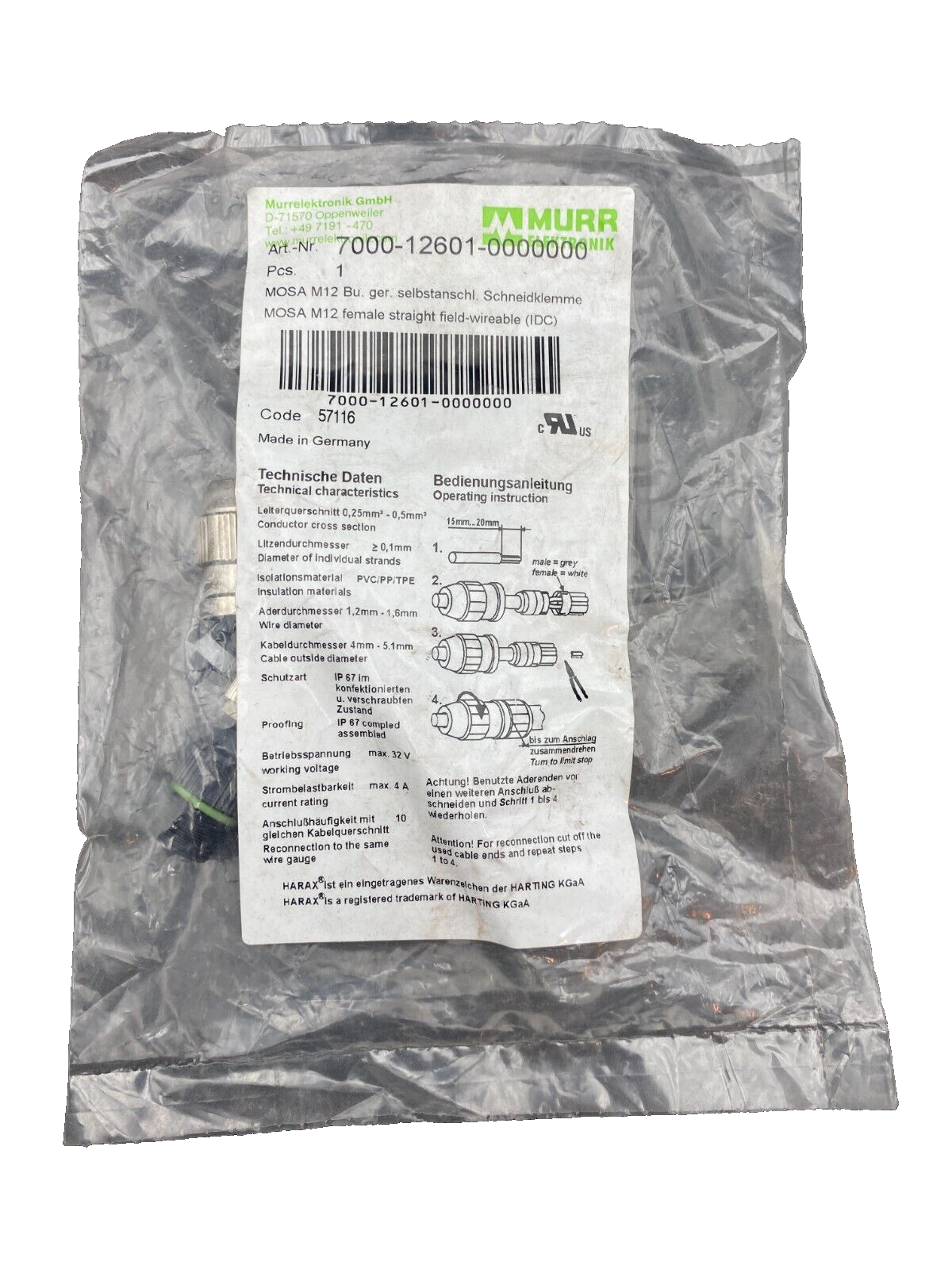 MURR ELEKTRONIK 7000-12601-0000000 MOSA M12 FEMELLE