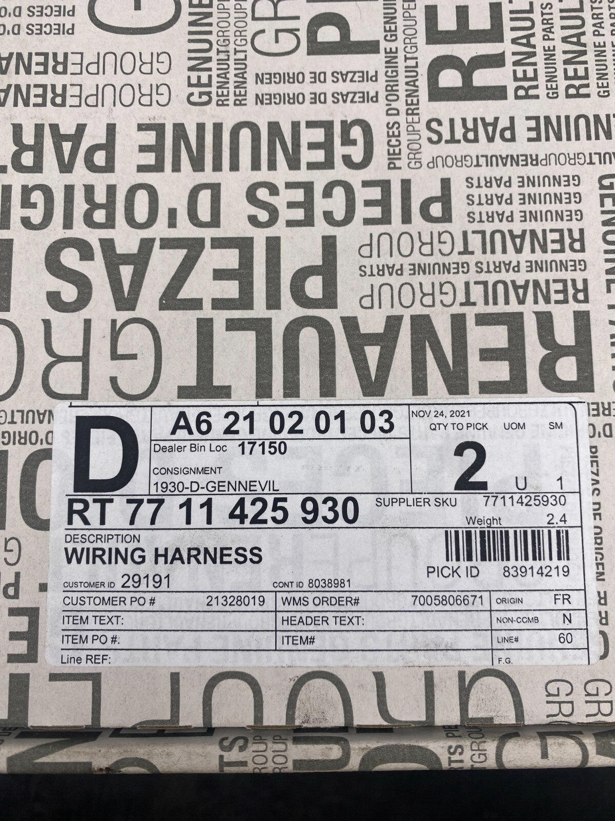 1pc x RENAULT RT 77 11 425 930 FAISCEAU DE CABLAGE MASTER 3 MOVANO NV400 03/10