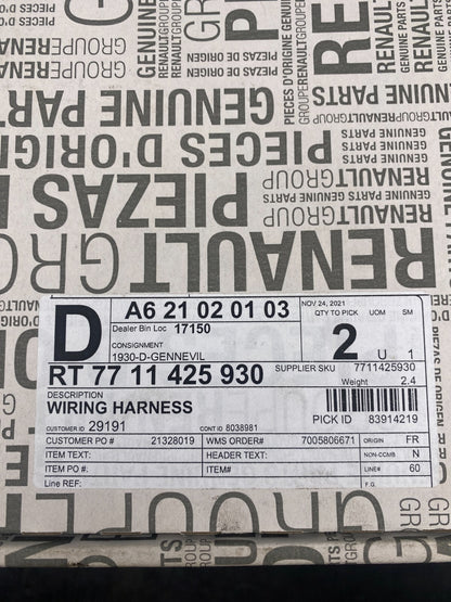 1pc x RENAULT RT 77 11 425 930 FAISCEAU DE CABLAGE MASTER 3 MOVANO NV400 03/10