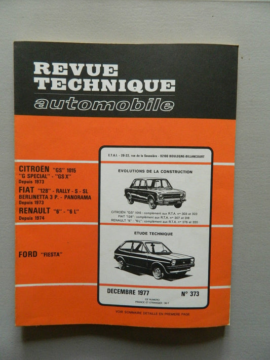 RTA revue technique automobile comme neuf n 373 FORD FIESTA - KLR Automation