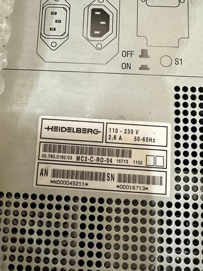 HEIDELBERG CONTROL STATION 110-230V 2.8A 50-60Hz 00.783.0182/03 MC2-C-RO-04
