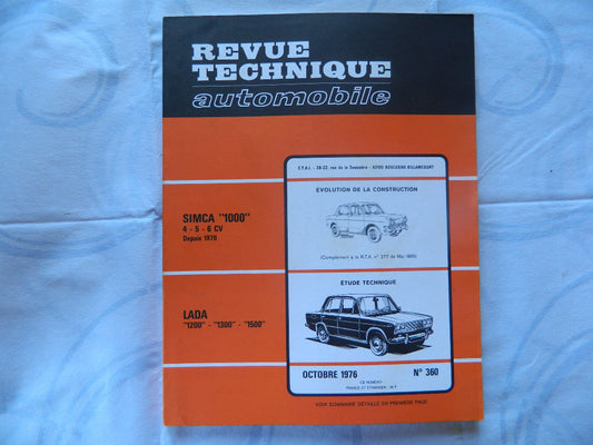 RTA  revue technique automobile etat comme neuf  LADA  1200/ 1300/ 1500   n  360