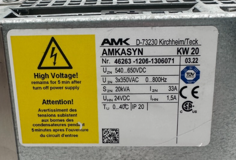 AMK AMKASYN KW 20 AVEC KW-R03 20kVA VERSION 03.22 SERVO DRIVE