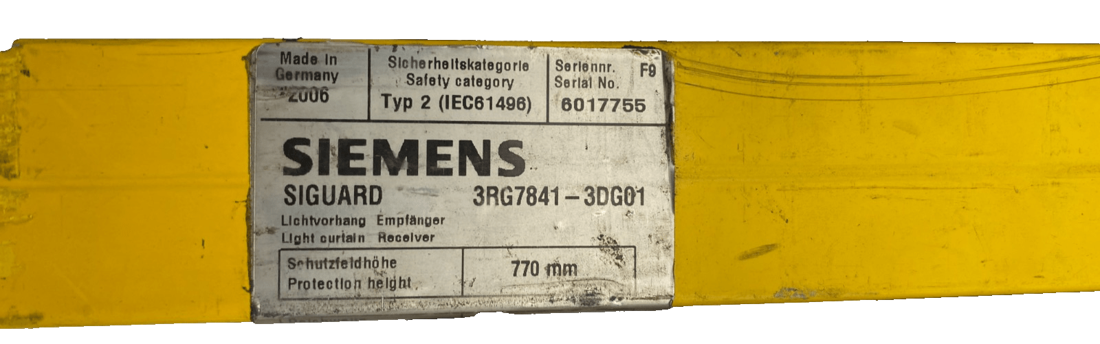 SIEMENS SIGUARD 3RG7841 - 3DG01 LIGHT CURTAIN RECEIVER - KLR Automation