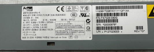 AC BEI FS7023 FRU 39Y7227 IBM PART/N 39Y7226 POWER SUPPLY - KLR Automation