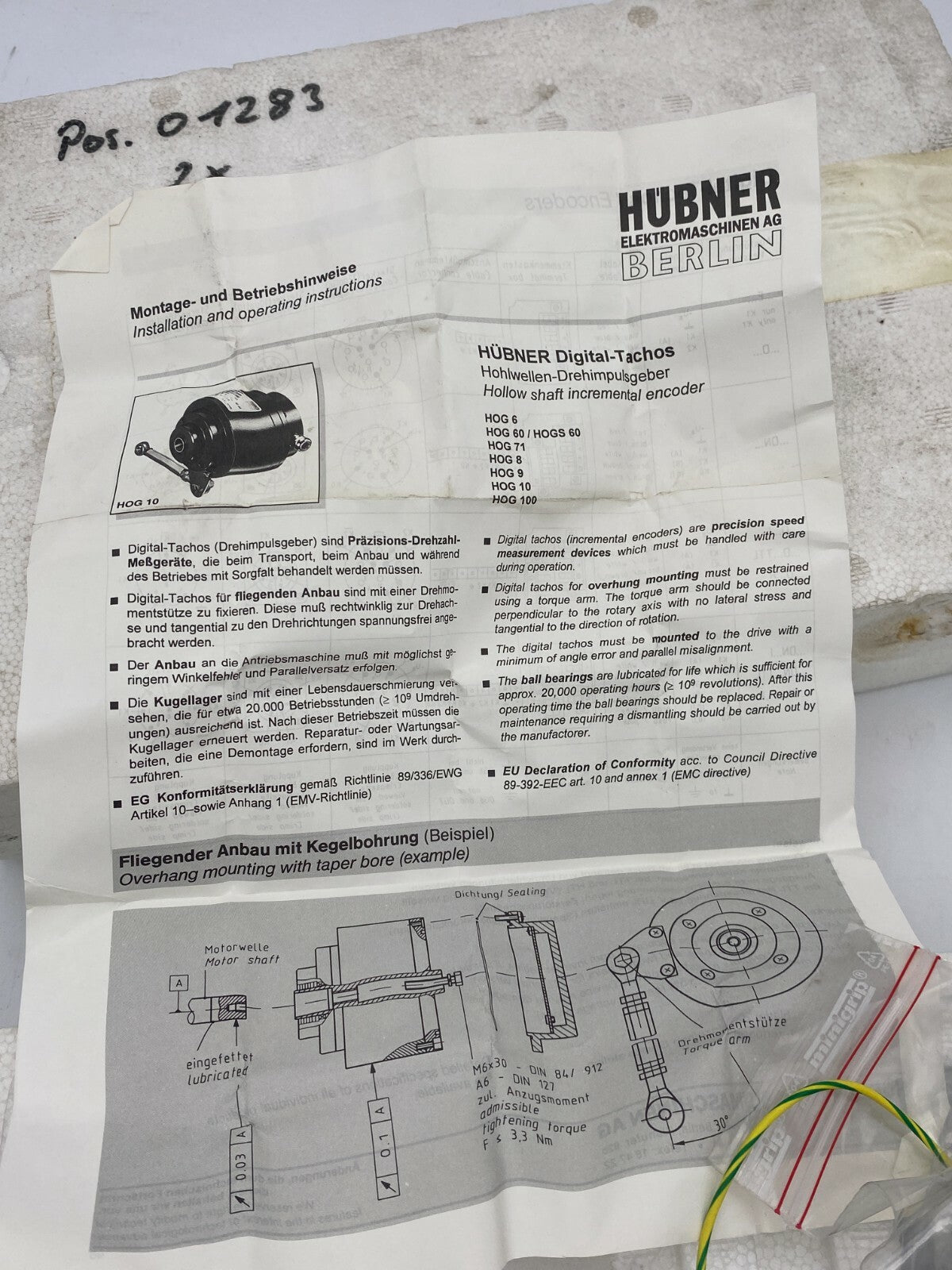 1pc x. Baumer Hübner HOG 10 DN 1024 I Incremental Encoder - KLR Automation