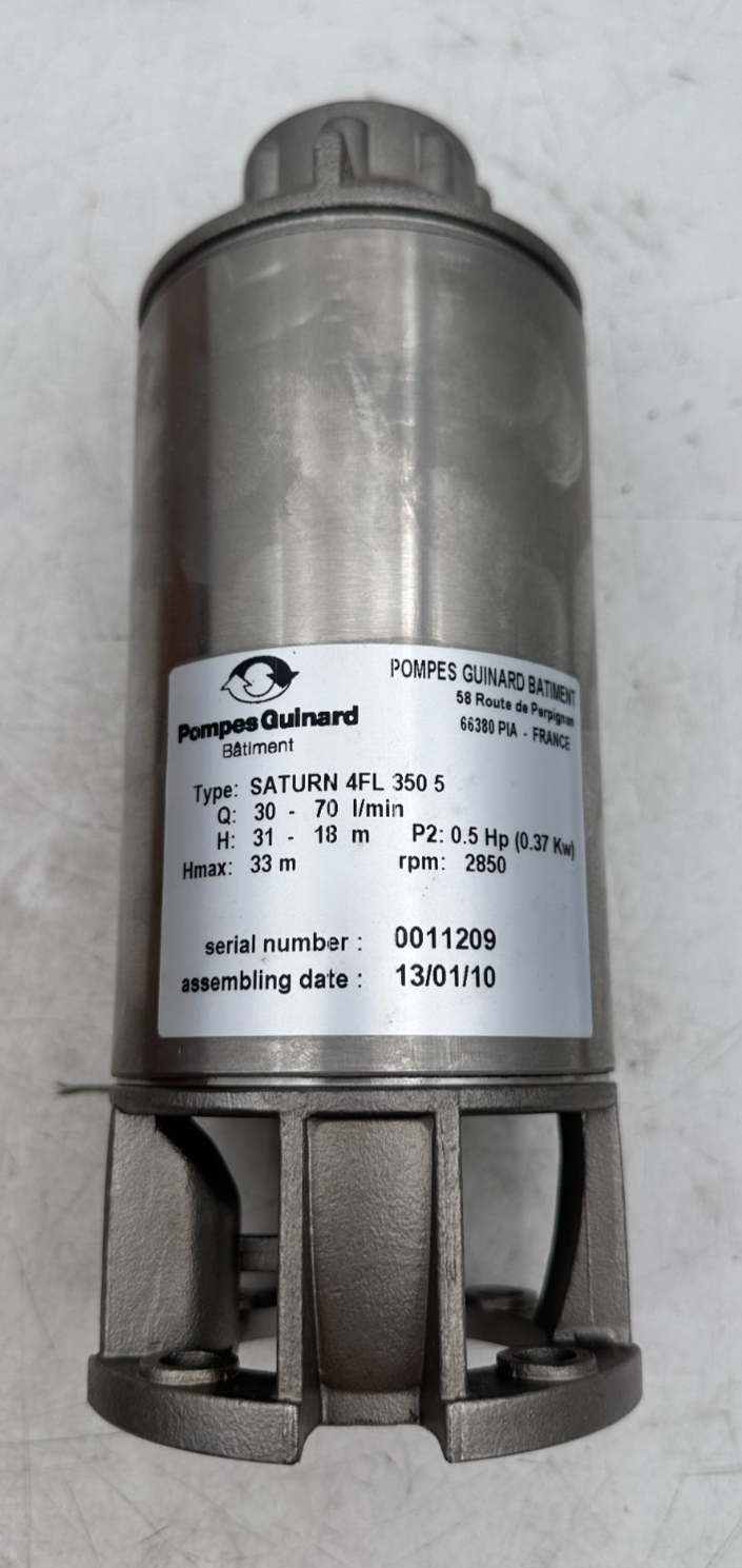 POMPES GUINARD SATURN 4FL 350 5 30-70 L/min 31-18m 0.5 Hp 0.37Kw 2850 rpm