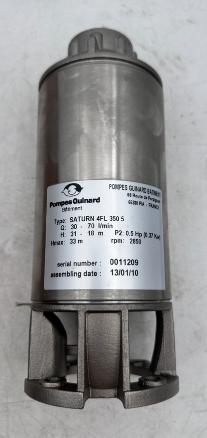 POMPES GUINARD SATURN 4FL 350 5 30-70 L/min 31-18m 0.5 Hp 0.37Kw 2850 rpm