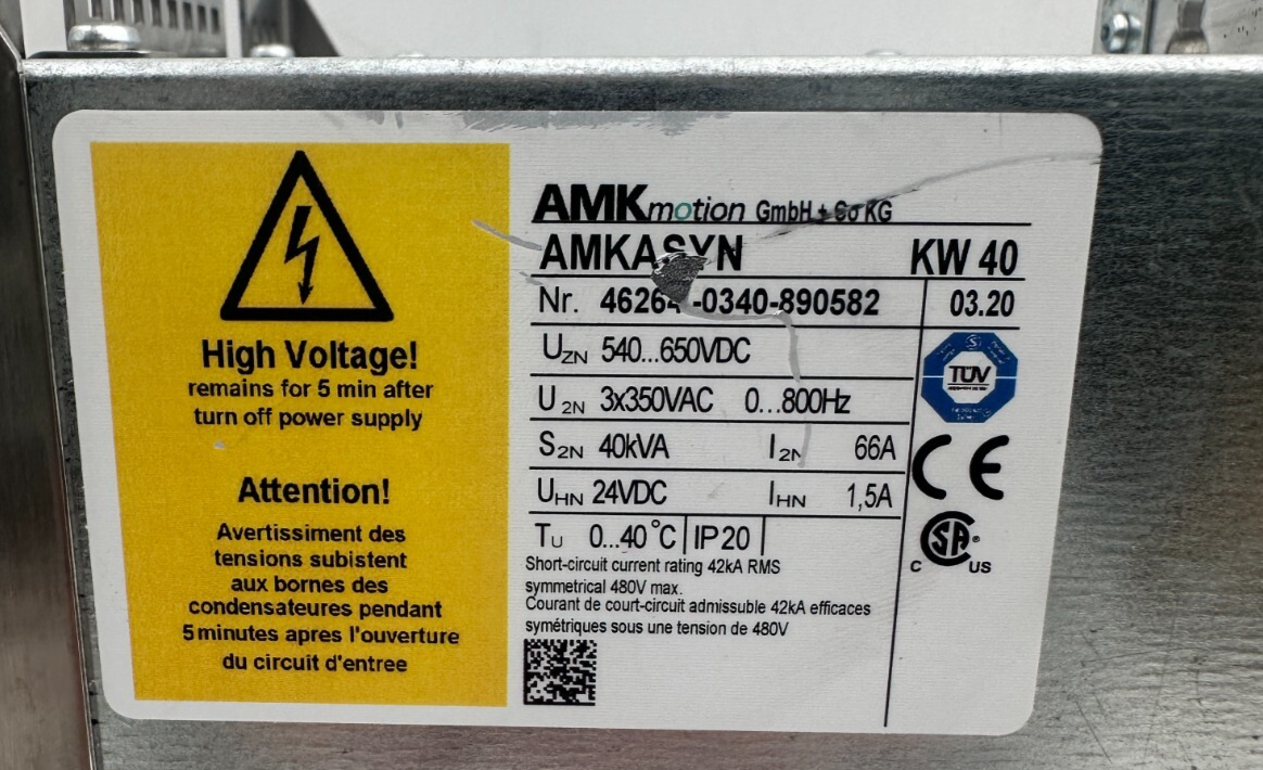 AMK AMKASYN KW 40 AVEC KW-R03 40kVA VERSION 03.20 SERVOMOTEUR