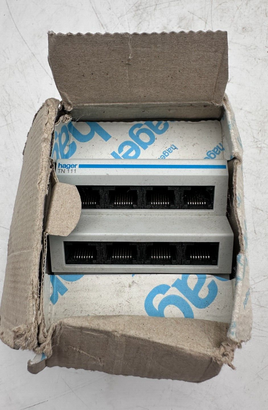 HAGER TN111 594111 REPARTITEUR TELEPHONE ANALOGIQUE RNIS 2x4 SORTIES RJ45