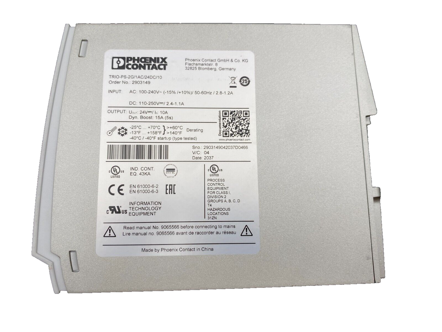 PHOENIX CONTACT 2903149 TRIO-PS-2G/1AC/24DC/10 TRIO POWER ALIMENTATION