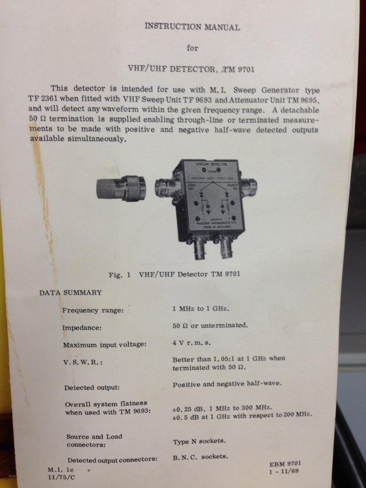 Marconi VHF / UHF Detector TM9936 Rare Vintage TM 9702 9701 complet good condit - KLR Automation