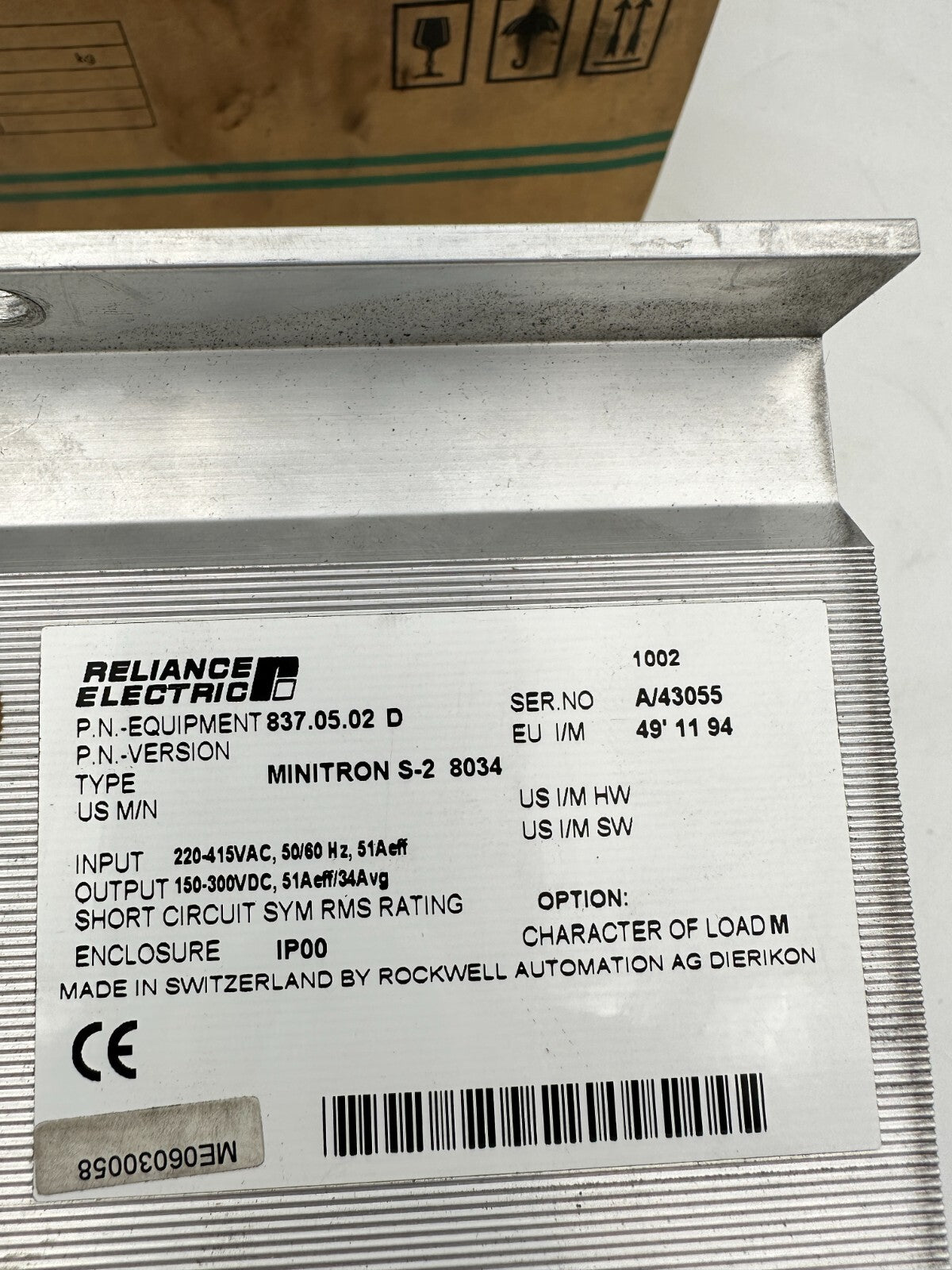 RELIANCE ELECTRIC EQUIPMENT 837.05.02 D MINITRON S - 2 8034 - KLR Automation