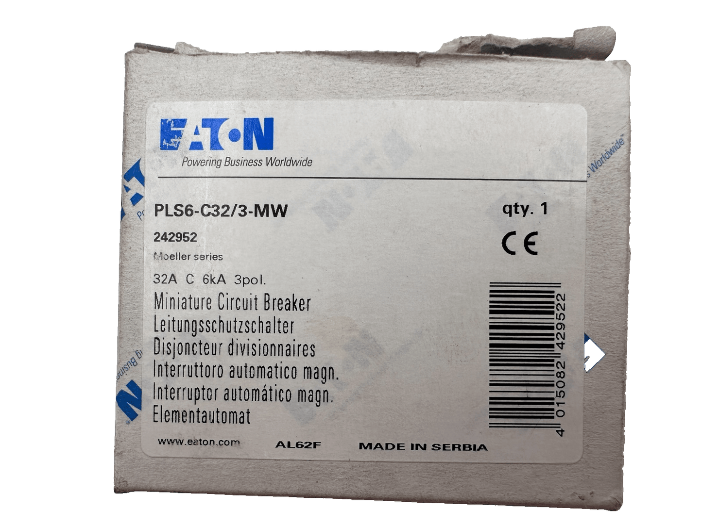 EATON PLS6 - C32/3 - MW 242952 MINIATURE CIRCUIT BREAKER - KLR Automation