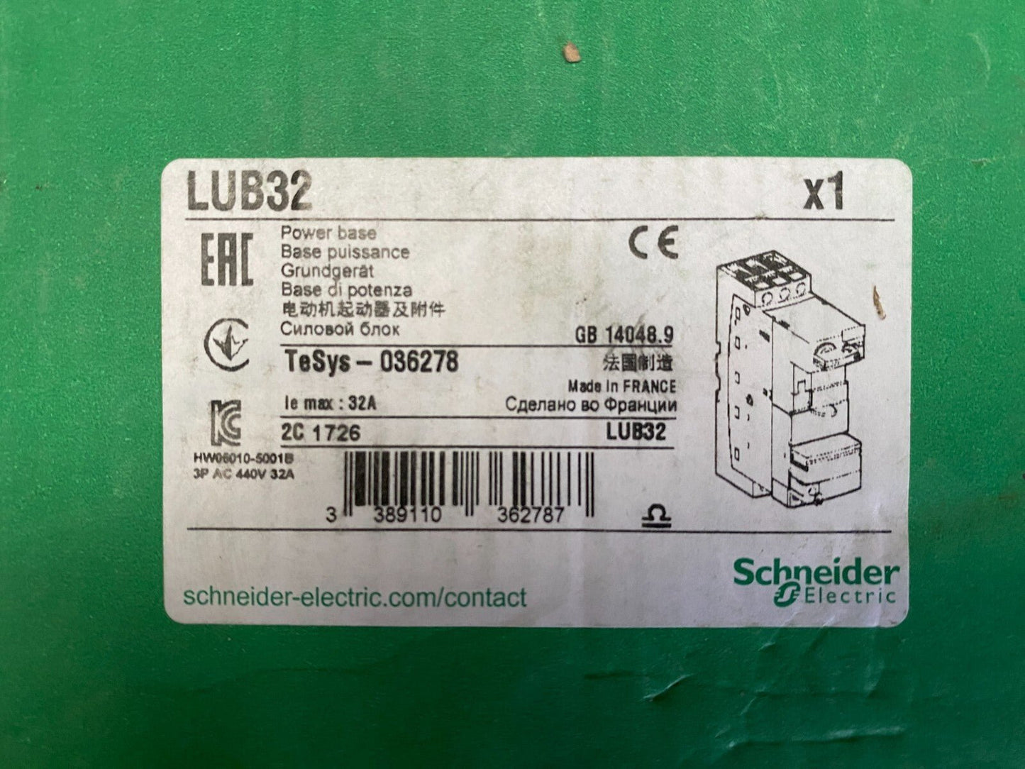 1pc x NEW SCHNEIDER ELECTRIC LUB32 POWER BASE TESYS 036278 - KLR Automation