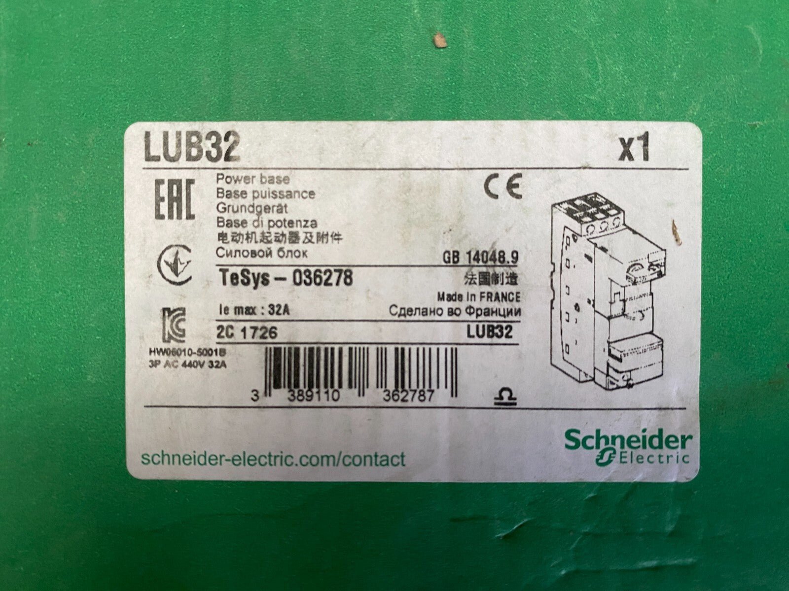 1pc x NEW SCHNEIDER ELECTRIC LUB32 POWER BASE TESYS 036278 - KLR Automation
