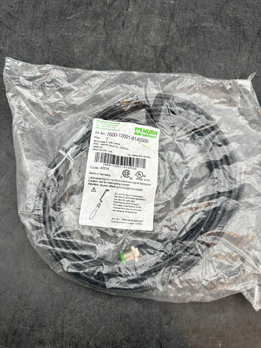 MURR 7000 - 12021 - 6140500 M12 MALE 0° WITH CABLE 250V 4A - KLR Automation
