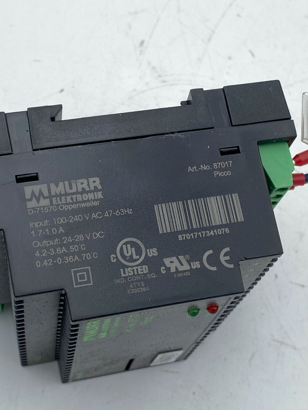 Murr Électronique Picco Alimentation à Découpage En : 110-230VAC Out: 24-28VDC