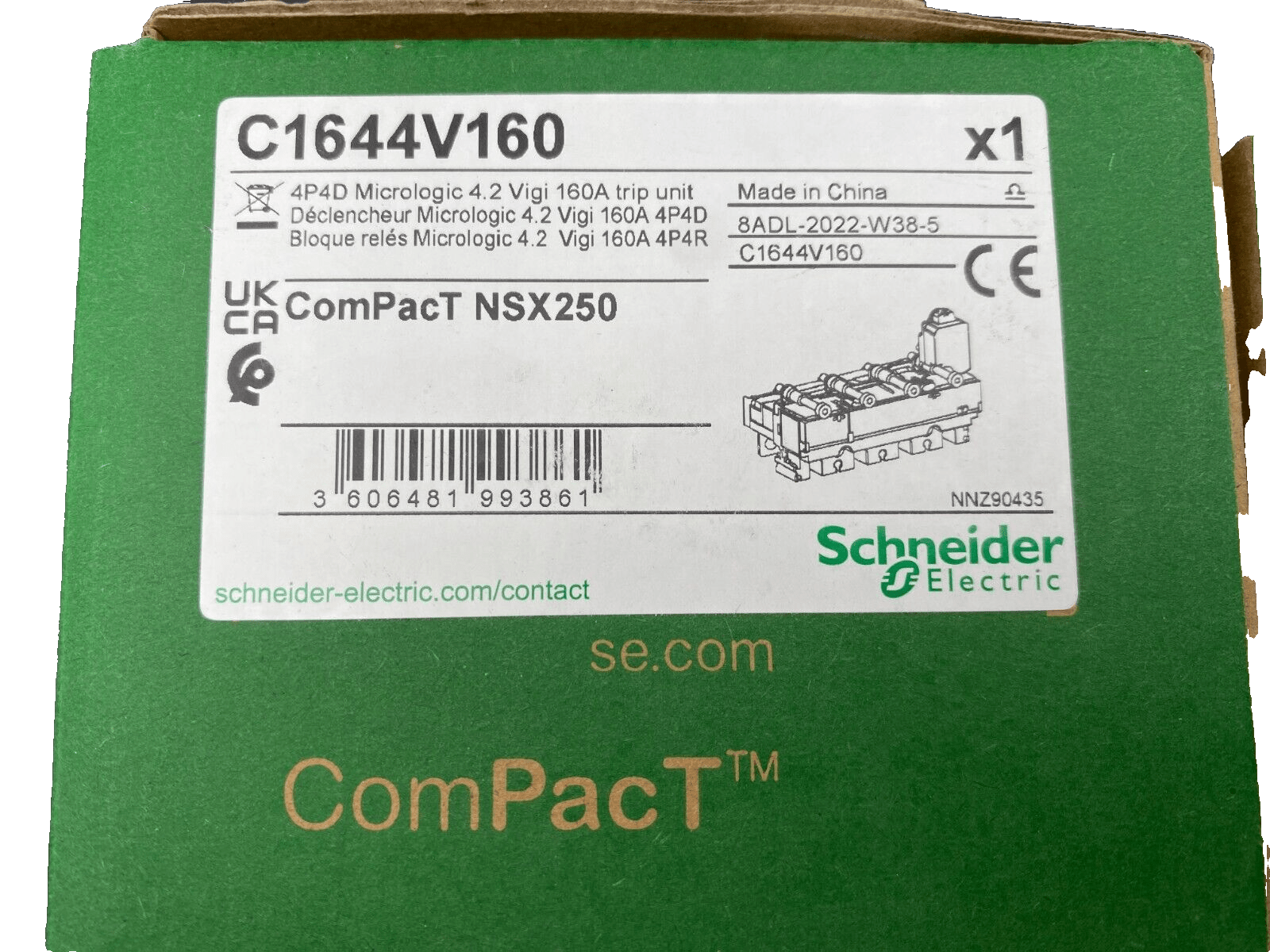 1pc x SCHNEIDER ELECTRIC C1644V160 COMPACT NSX250 DECLENCHEUR MICROLOGIC 4P4D - KLR Automation