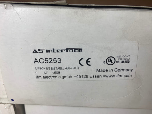 1 x Ifm Electronic AS-i AirBox AC5253 5/2 Bistable 4DI-Y AUX E AF 1508 Interface