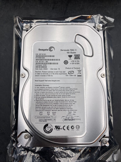 SEAGATE 9FZ181 - 302 BARRACUDA 7200.11 160 GBYTES CC2H - KLR Automation