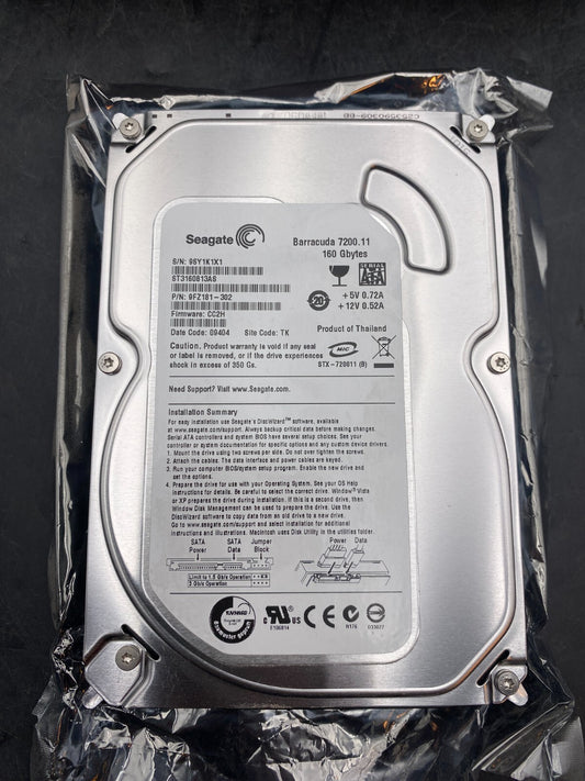 SEAGATE 9FZ181 - 302 BARRACUDA 7200.11 160 GBYTES CC2H - KLR Automation