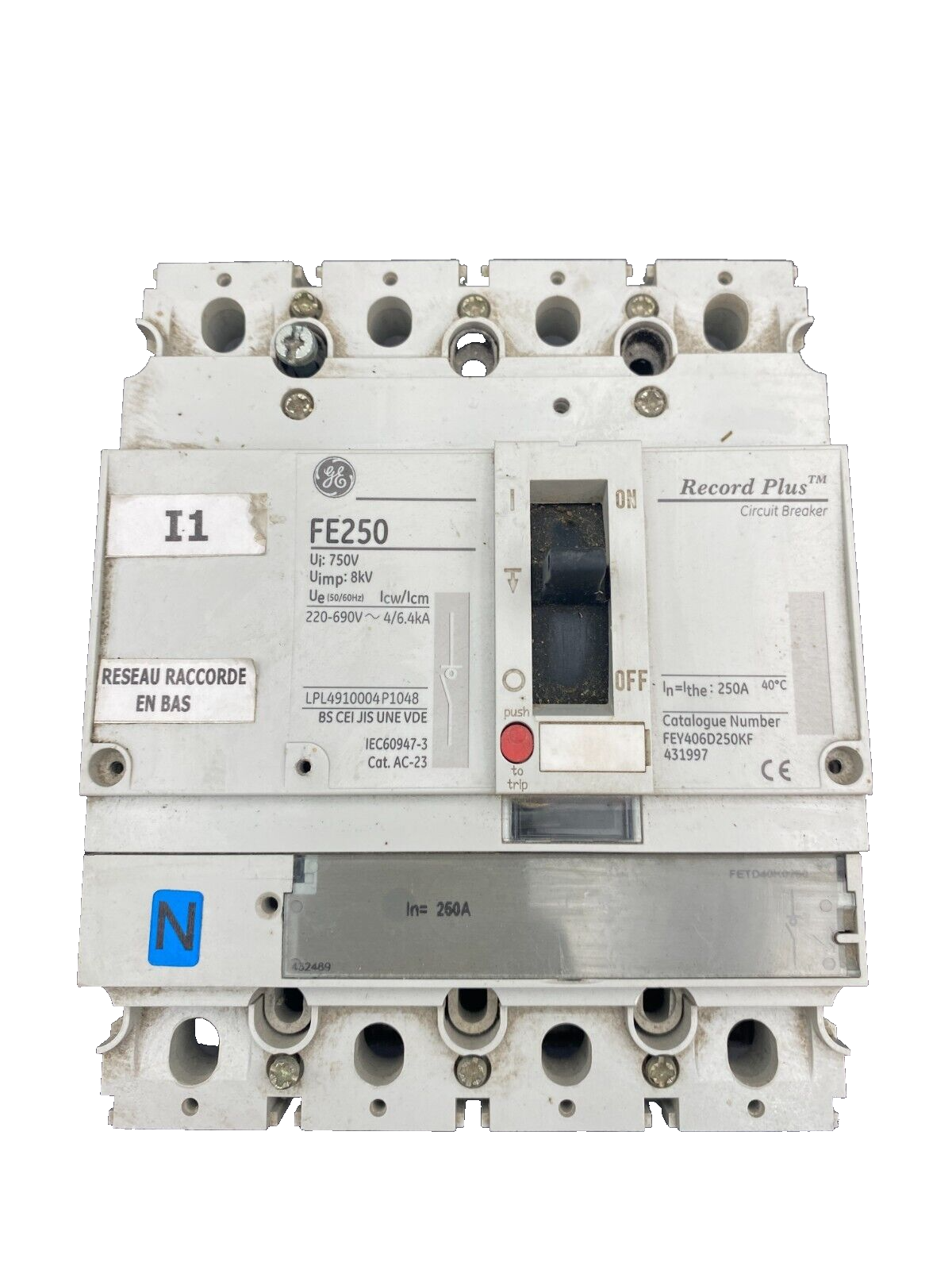 1 pc x GENERAL ELECTRIC FE250 FEY406D250KF LPL4910004P1048 CIRCUIT BREAKER