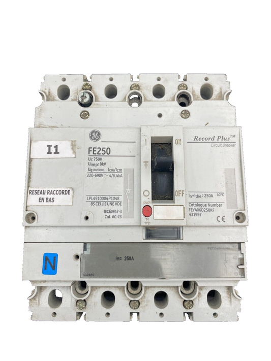 1 pc x GENERAL ELECTRIC FE250 FEY406D250KF LPL4910004P1048 CIRCUIT BREAKER