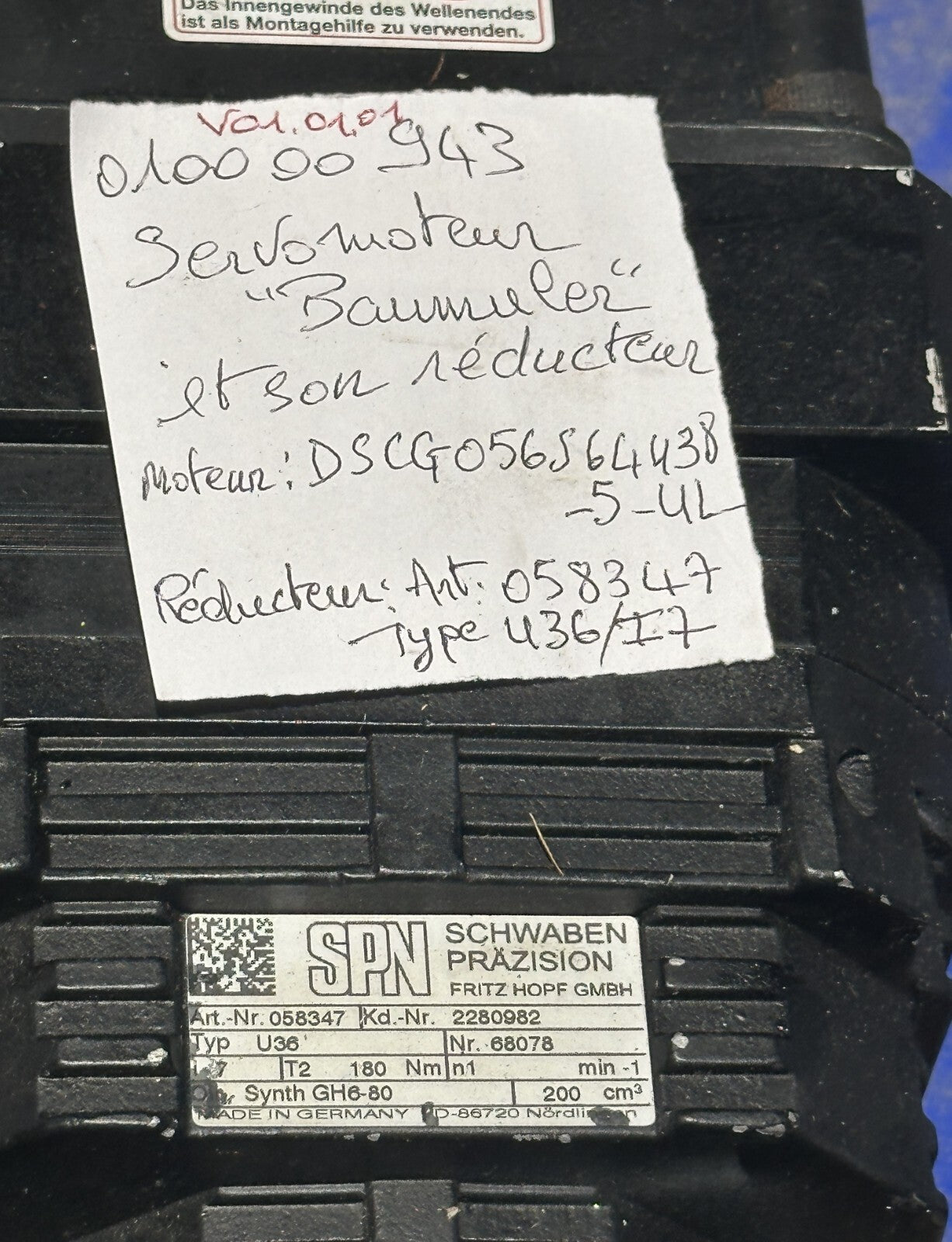 BAUMULLER DSCG 071 S64U38 - 5 UL 21013046 4.9 kW 3800 RPM 360V + SPN 058347 U36 - KLR Automation