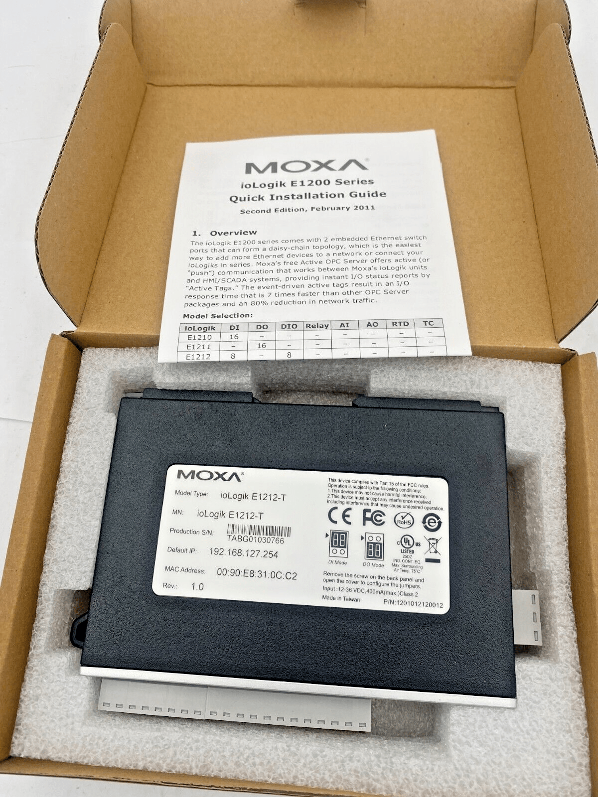 1pc x VITRONIC MOXA IOLOGIK E1200 - T 107365 I/O REMOTE ETHERNET MODUL 8 I/O - KLR Automation