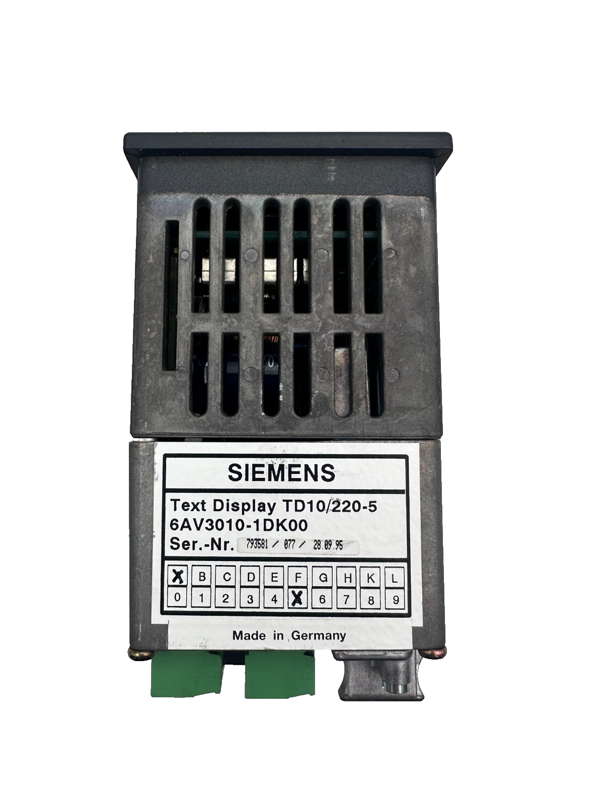 SIEMENS 6AV3010-1DK00 TEXT DISPLAY TD10/220-5 + 6AV3971-1BA01-0CA0