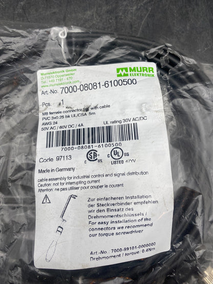 MURR ELEKTRONIC 7000 - 08081 - 6100500 x1pc - KLR Automation
