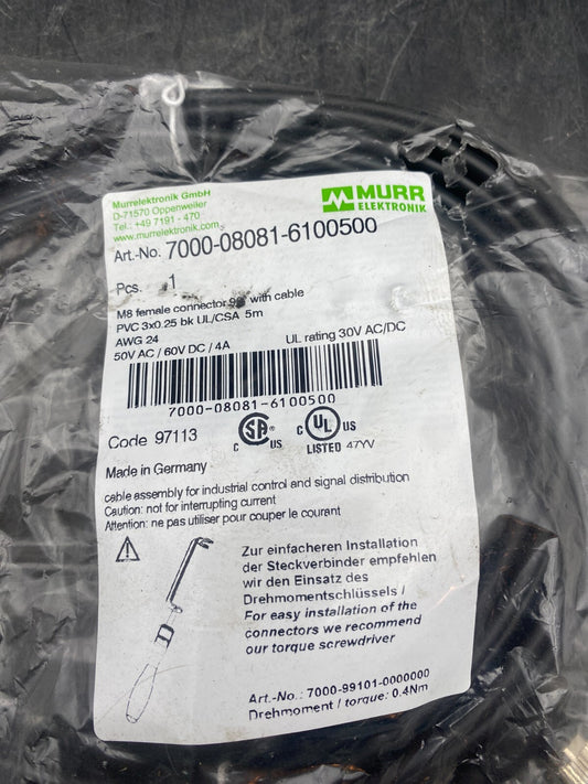MURR ELEKTRONIC 7000 - 08081 - 6100500 x1pc - KLR Automation