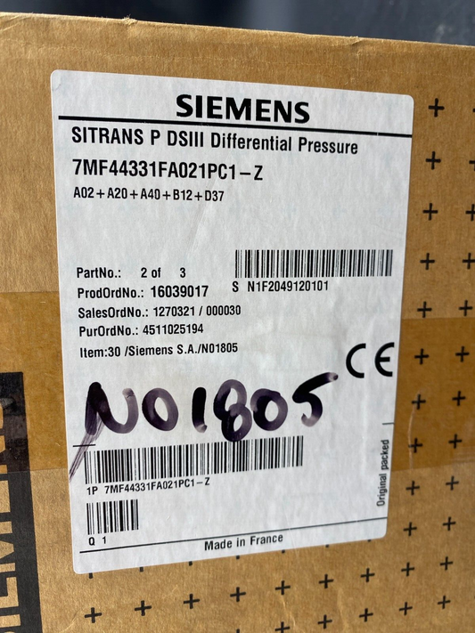 SIEMENS SITRANS P DSIII DIFFERENTIAL PRESSURE 7MF44331FA021PC1-Z 7MF4433