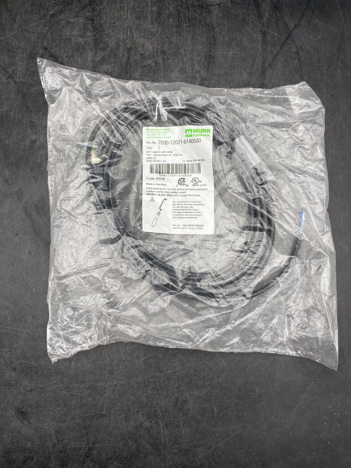 LOT DE 2 MURR ELEKTRONIK 7000-12021-6140500 M12 MALE 0° WITH CABLE