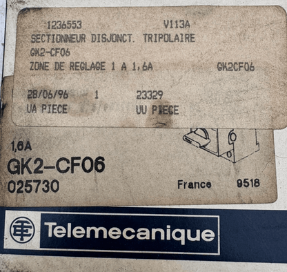 TELEMECANIQUE GK2 - CF06 025730 SECTIONNEUR DISJONCT x1 - KLR Automation