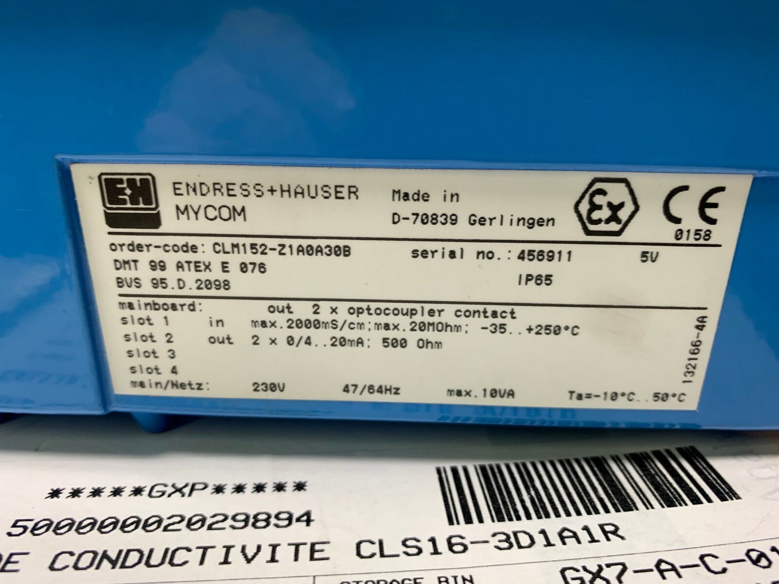 Endress + Hauser Mycom CLM152-Z1A0A30B CLS51-F1CS1A CLS16-3D1A1R + cellule