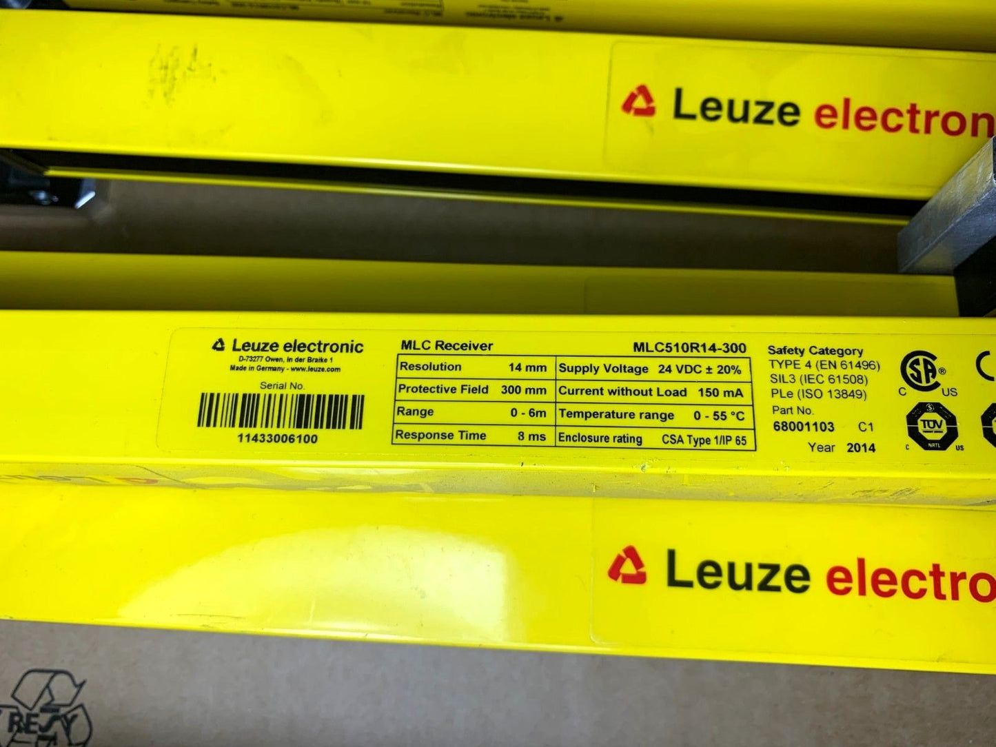LEUZE LIGHT CURTAIN RECEIVE MLC510R14-300 MLC500T14-300 Transmitter MLC 68000103