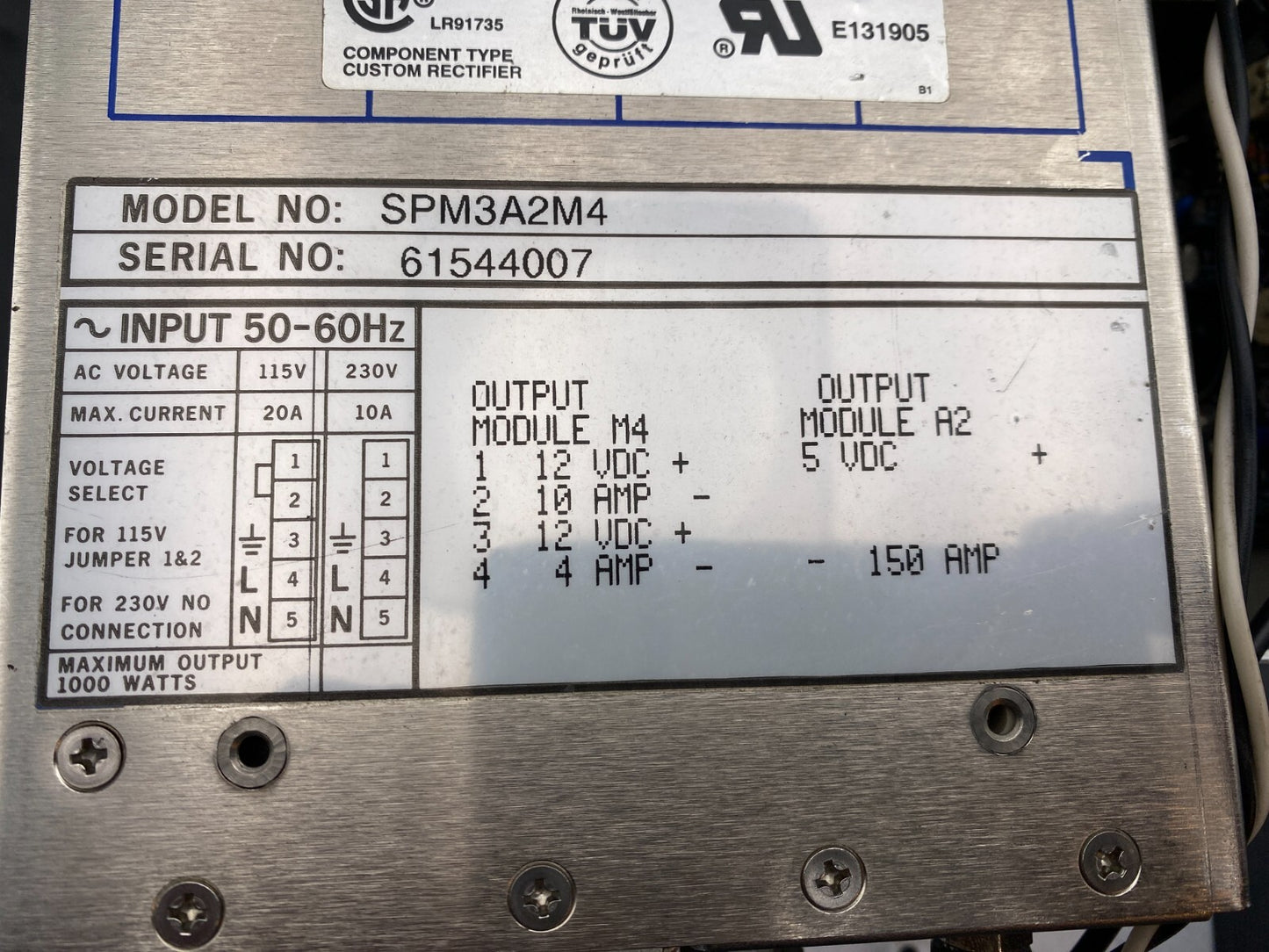 POWER ONE SPM3A2M4 SWITCHING POWER SUPPLY + CSI ASSY 608-0105-001 + 608-0239-001