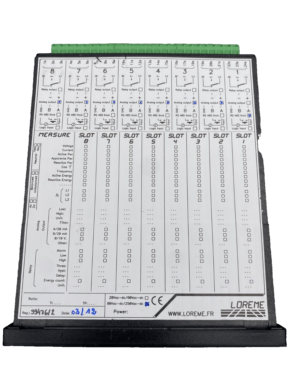 LOREME IPL244 80VAC - DC/250VAC - DC ANALYSEUR DE RESEAU ELECTRIQUE - KLR Automation