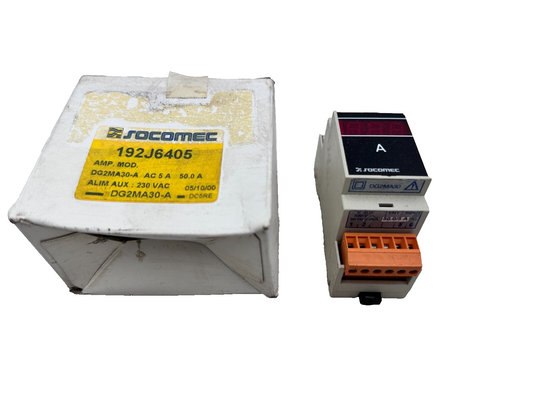 SOCOMEC 192J6405  DG2MA30 DG2MA30-A AC 5A 50.0 A AMPEREMETRE NUMERIQUE