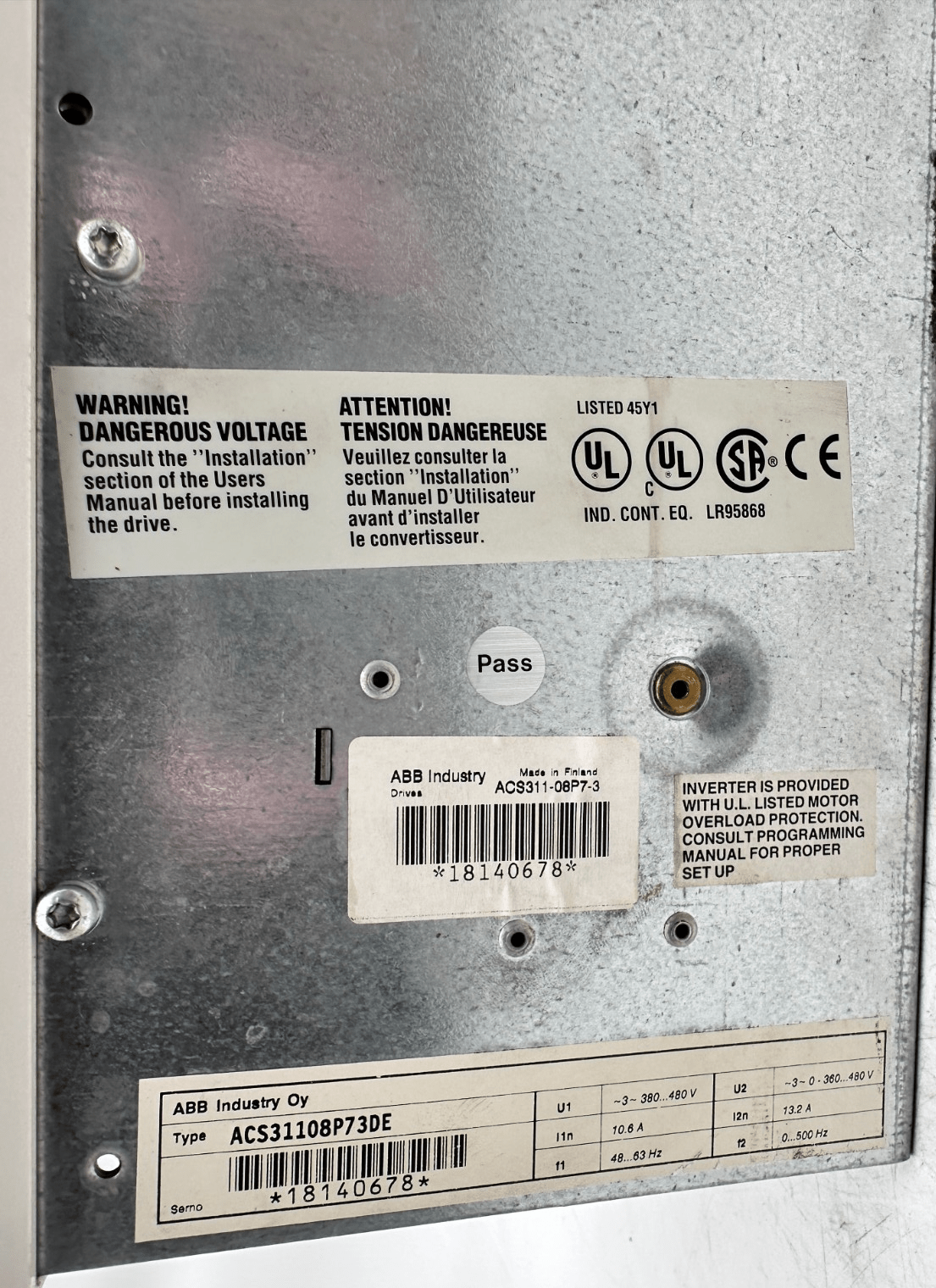 ABB ACS 300 ACS311 - 08P7 - 3 ACS31108P73DE - KLR Automation