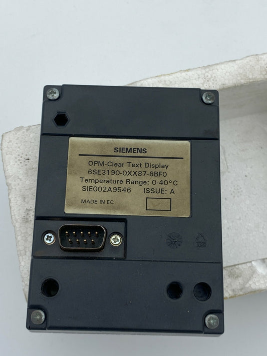 Siemens OPM - Clear Text Display 6SE3190 - 0XX87 - 8BF0 - KLR Automation