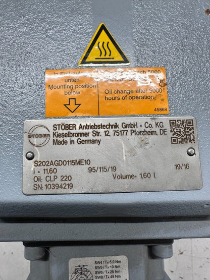 STOBER S202AGD0115ME10 GEAR MOTOR - KLR Automation