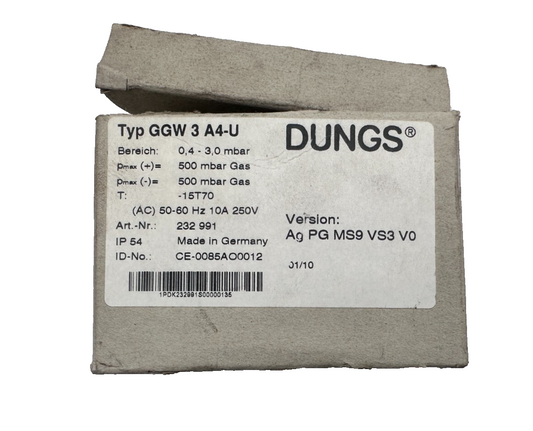 DUNGS GGW 3 A4-U 232991 VERSION AGPGMS9VS3V0 PRESSOSTAT