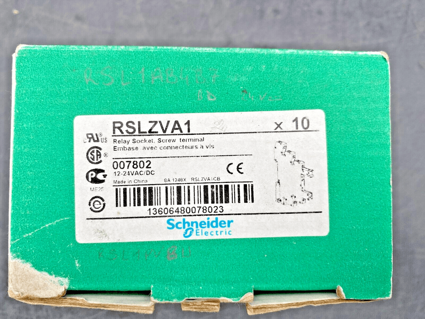 NEW SCHNEIDER ELECTRIC RSLZVA1 007802 RELAY SOCKET SCREW TERMINAL - KLR Automation