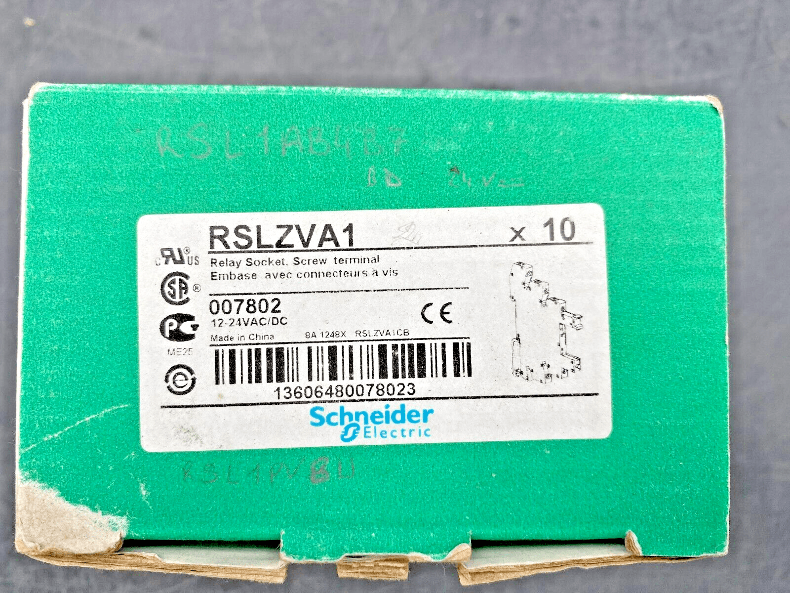 NEW SCHNEIDER ELECTRIC RSLZVA1 007802 RELAY SOCKET SCREW TERMINAL - KLR Automation