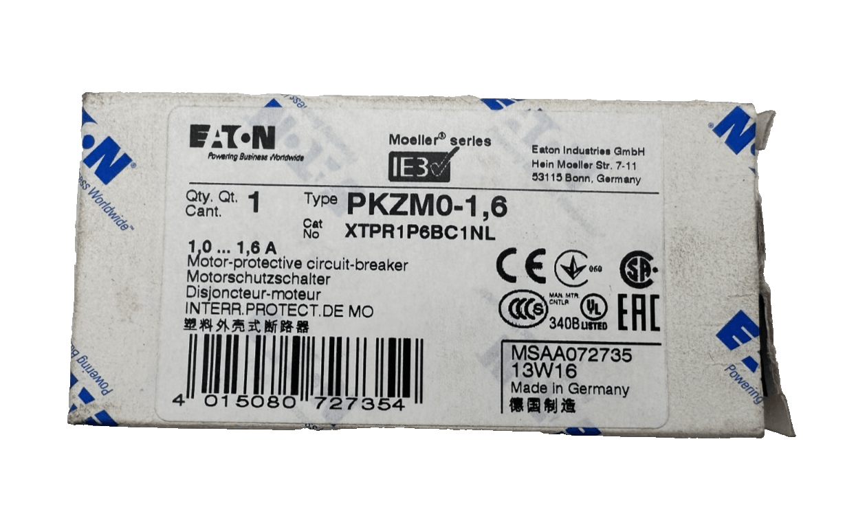 EATON MOELLER PKZM0 - 1.6 XTPR1P6BC1NL DISJONCTEUR MOTEUR x3pc - KLR Automation