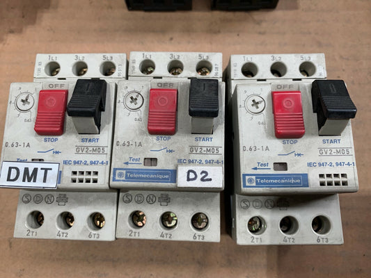 LOT OF 3 TELEMECANIQUE GV2-M05 MOTOR CIRCUIT BREAKER