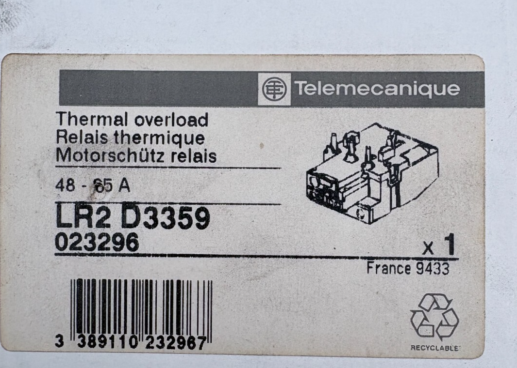 TELEMECANIQUE RELAIS TERMIQUE LR2 D3359 x1